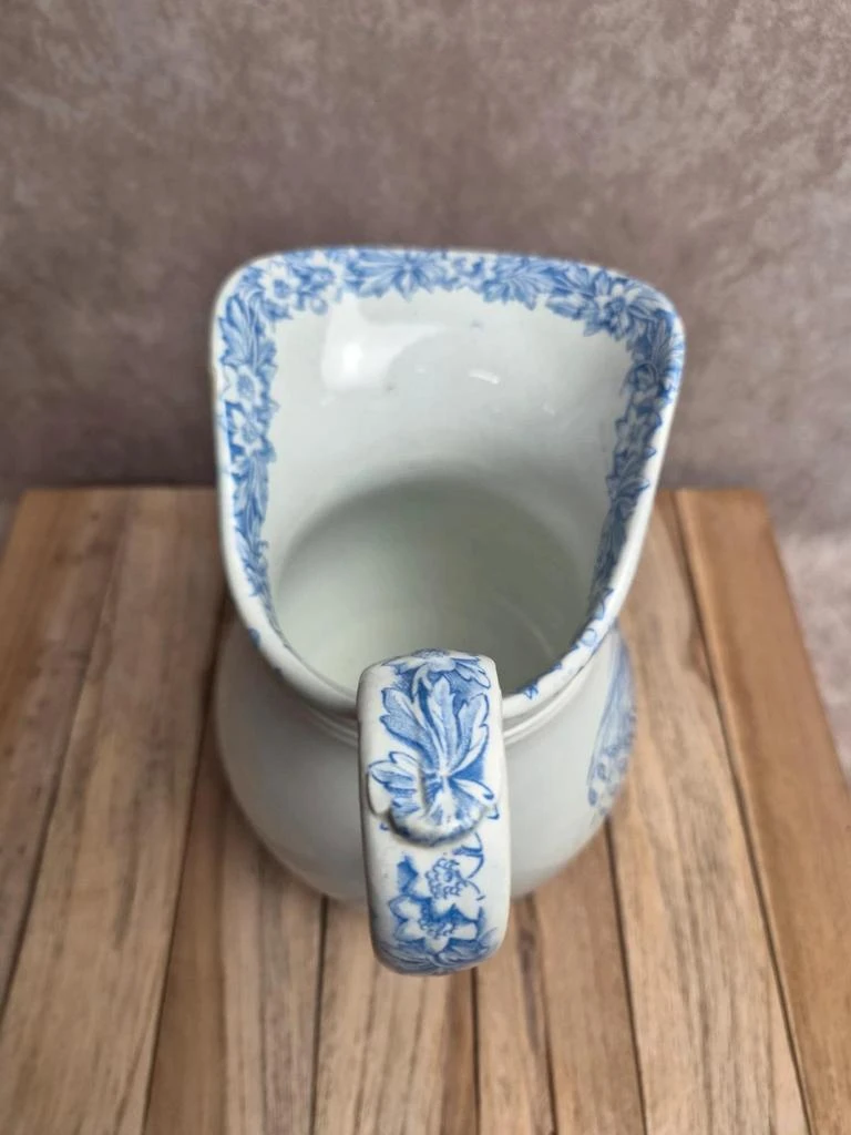 Broc antiguo Jules Vieillard Burdeos azul y blanco – Tierra de hierro, decoración floral – Siglo XIX – photo 7